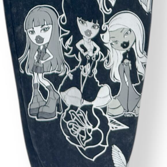 BRATZ Graphic Jogger Sweatpants 2XL Black Wash Drawstring Y2k Whimsigoth Retro - Picture 5 of 12